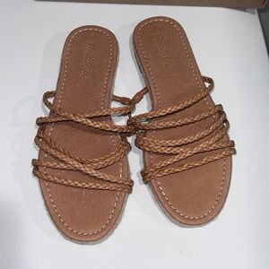 Madewell Bobbi Espadrille Slide‎ Sandals Braided Leather Brown Women's Sz 9 NEW